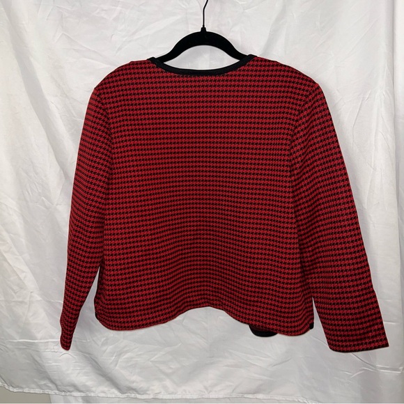 Classic Wear Red and Black Houndstooth Blazer vintage should pads open front - Picture 5 of 6